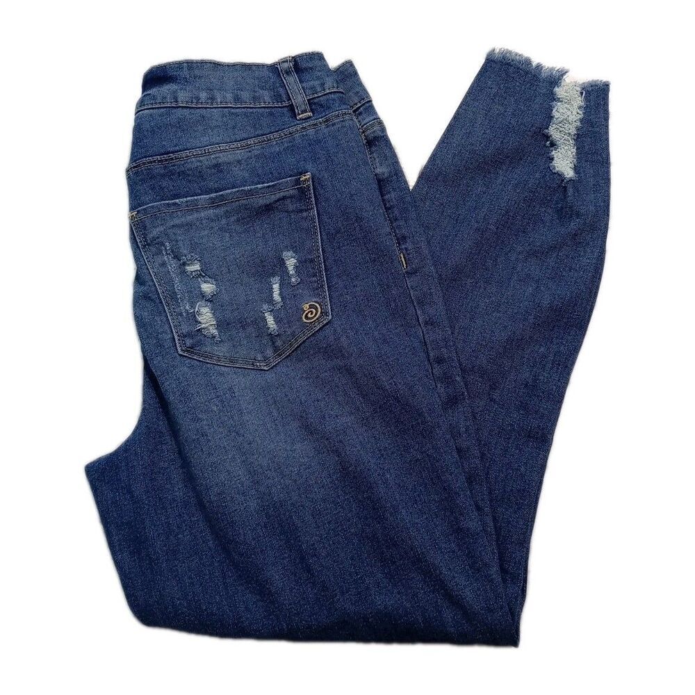 Indigo Rein Womens Jeans Size 11/29 Distressed High Rise Button Fly Denim